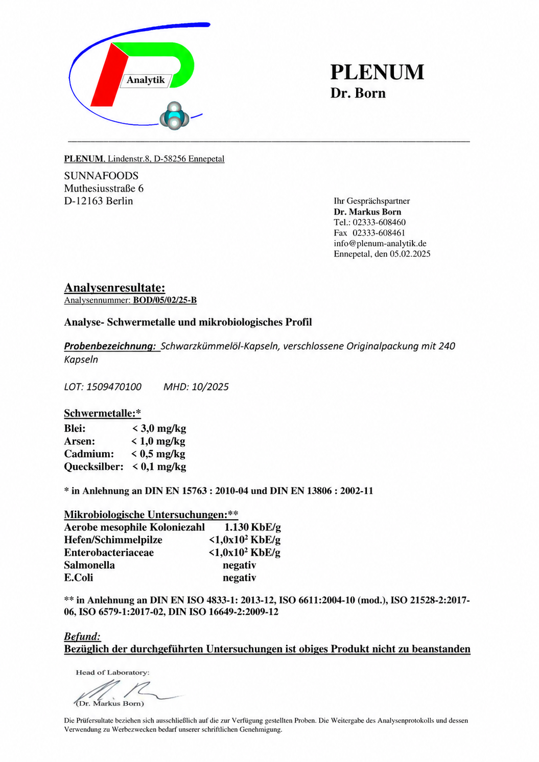 Ver el análisis de laboratorio independiente de Alemania